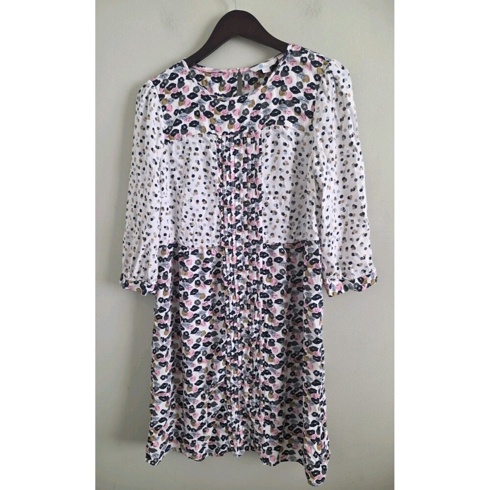 Boden  Meadow Hotchpotch Pintuck Dress. Size  12 L US CLASSIC FLORAL